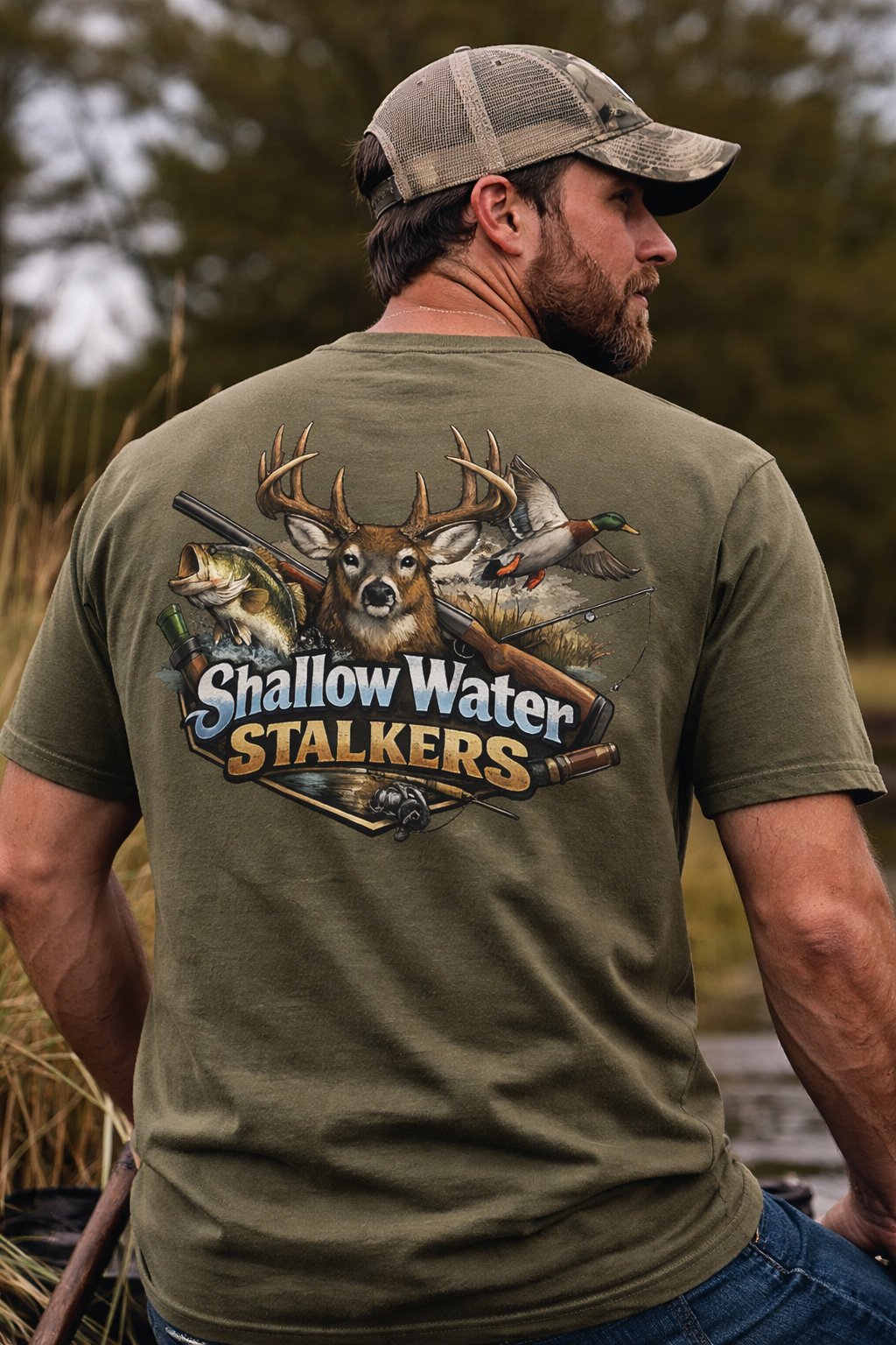 Shallow Water Stalkers Deer & Duck Sage Heavyweight T-Shirt – 1717