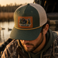 Shallow Water Stalkers Turkey Leather Patch Rope Trucker Hat Olive Green/Tan