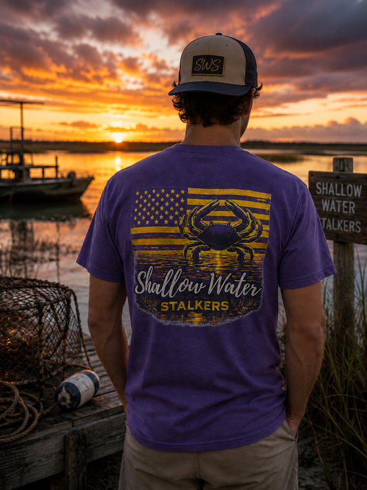 Purple & Gold Crab Tee / Shallow Water Stalkers
