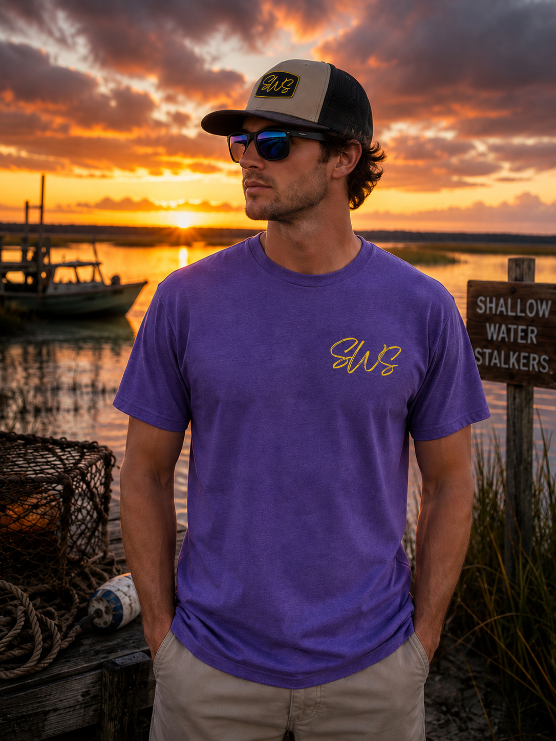 Purple & Gold Crab Tee / Shallow Water Stalkers