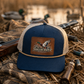 Shallow Water Stalkers Turkey Leather Patch Rope Trucker Hat Navy/Tan