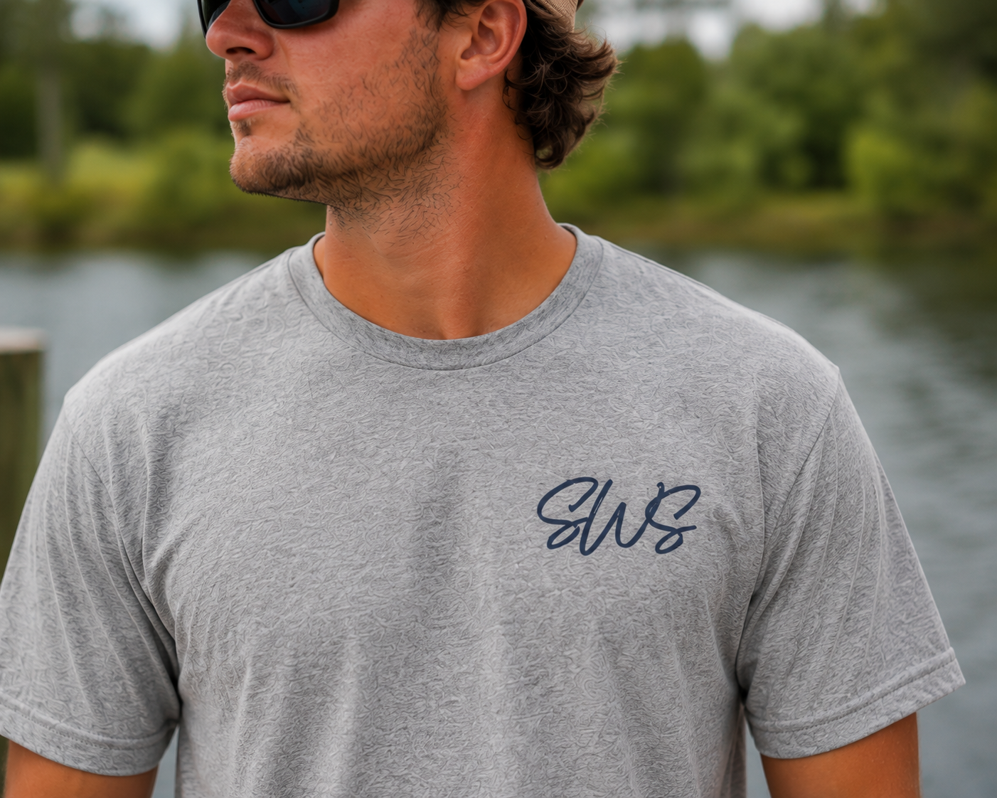 American Flag Bass Tee | Heather Gray | Shallow Water Stalkers