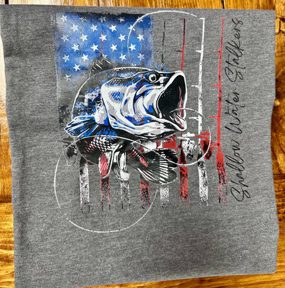 Clearance T-Shirt - Red, White & Blue Bass