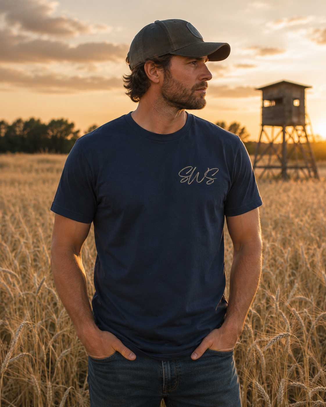 Shallow Water Stalkers™ Rye Field Buck Tee | Navy