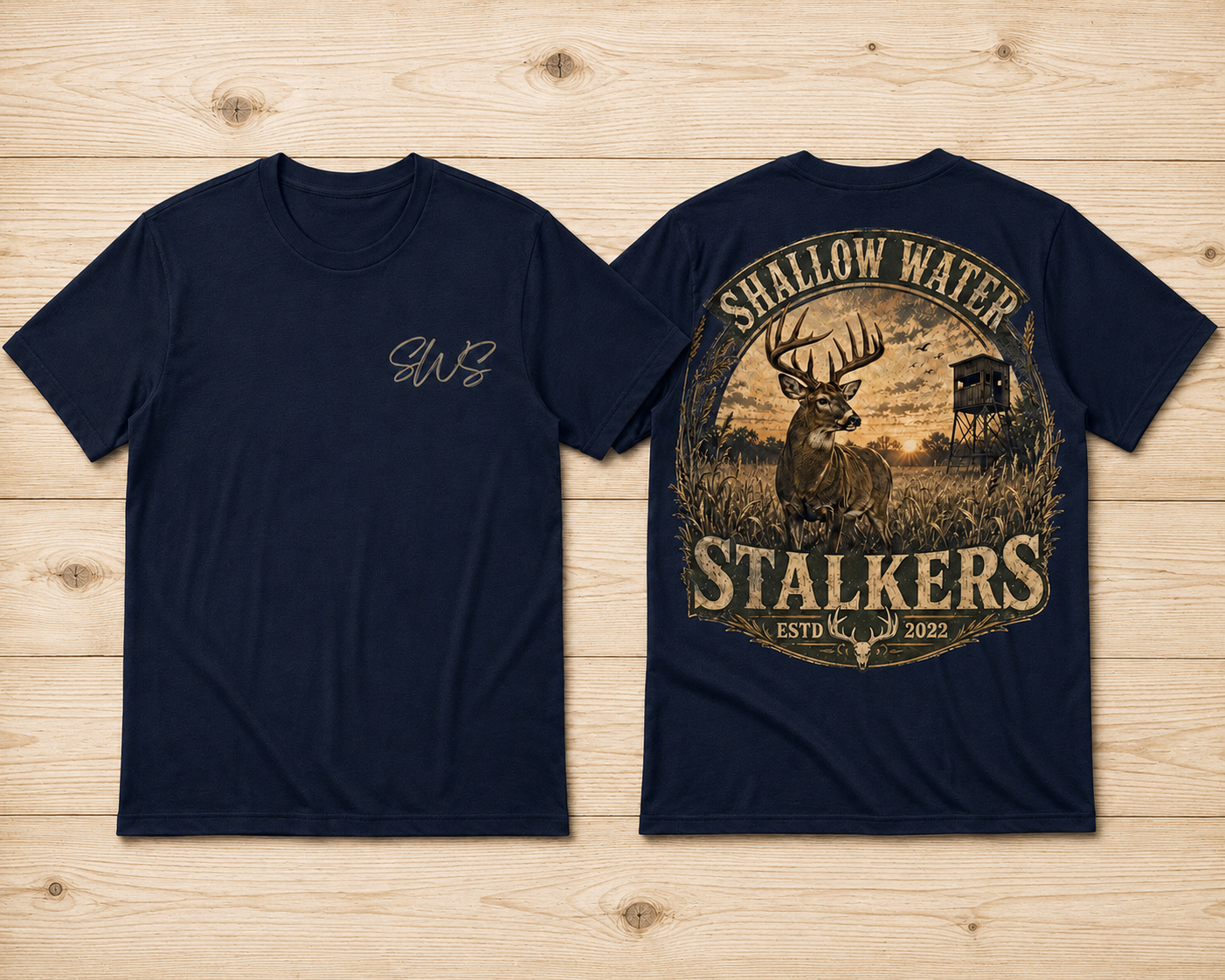 Shallow Water Stalkers™ Rye Field Buck Tee | Navy