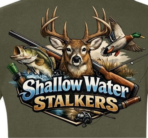 Shallow Water Stalkers Deer & Duck Sage Heavyweight T-Shirt – 1717