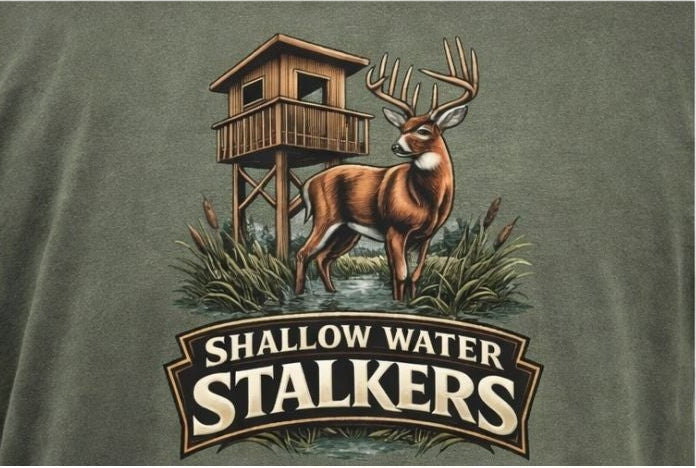 Shallow Water Stalkers™ Swamp Buck Tee – Moss | Comfort Colors 1717